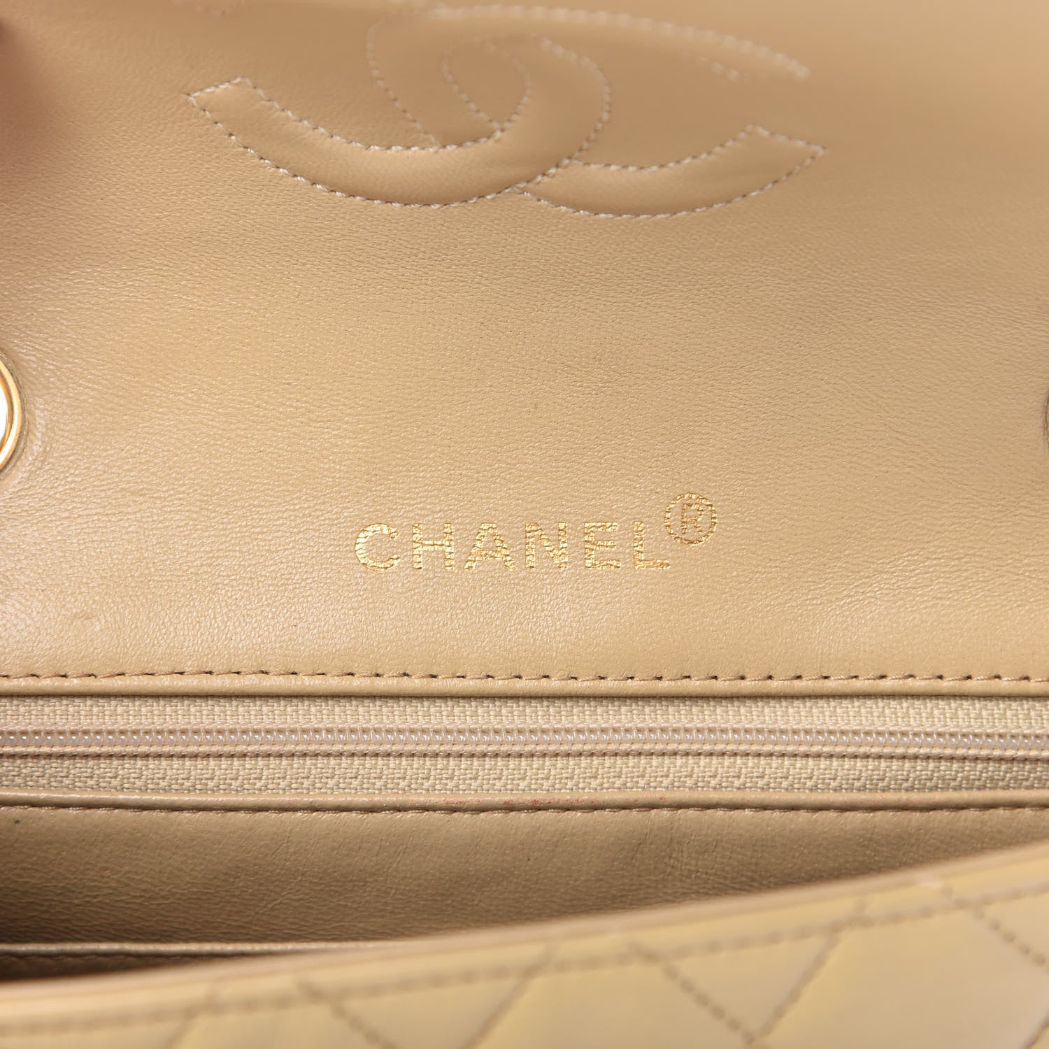 Chanel Lambskin Quilted Mini Square Flap Beige 8 of 11