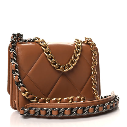 Chanel Lambskin Quilted Chanel 19 Wallet On Chain WOC Brown 3 of 12