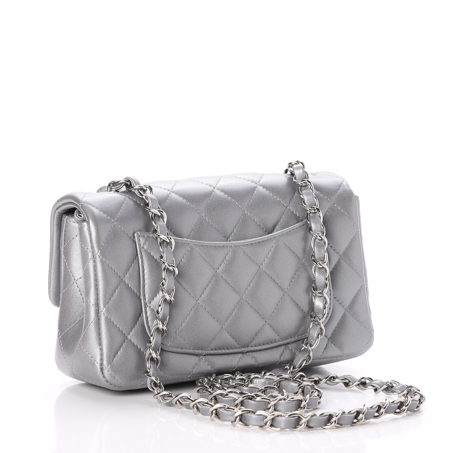 Chanel Metallic Lambskin Quilted Mini Rectangular Flap Silver 3 of 8
