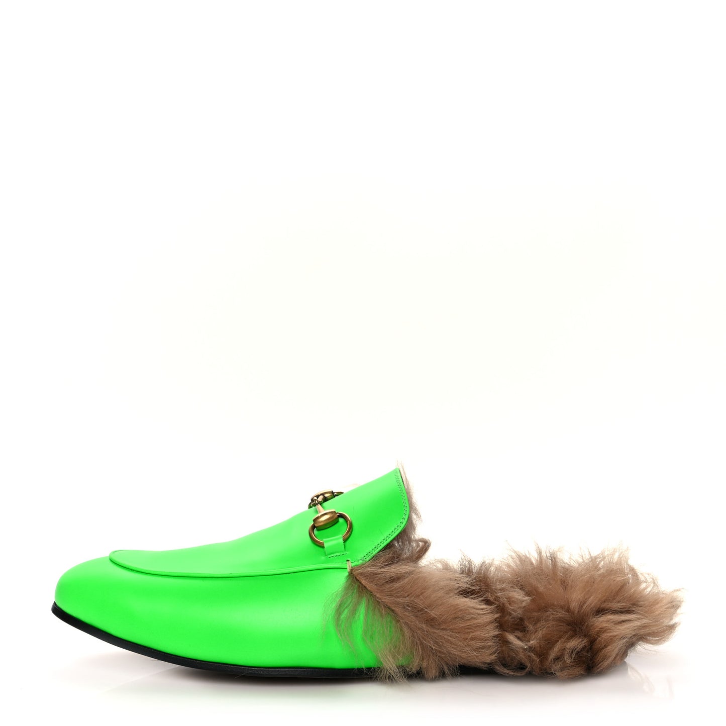 Calfskin Fur Mens Princetown Slippers 11 Fluorescent Green