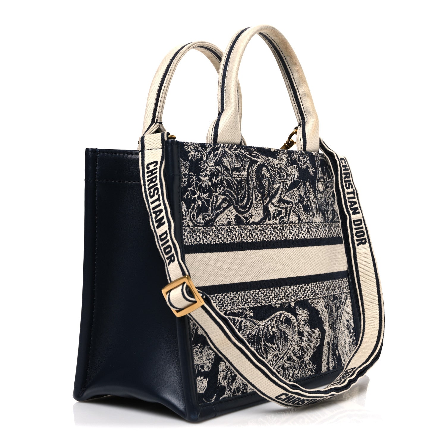 Christian Dior Calfskin Dioriviera Toile De Jouy Small Book Tote With Strap Blue Multicolor 3 of 10