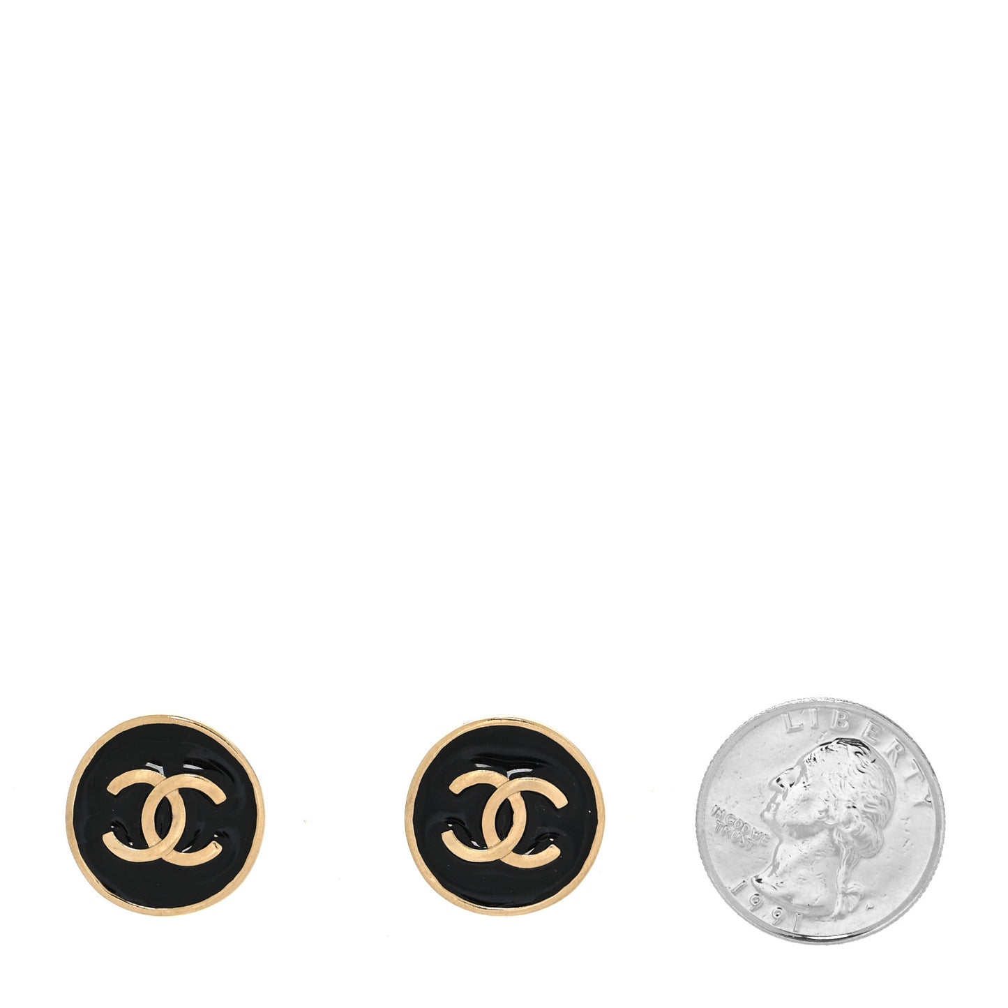 CC Round Earrings Gold Black