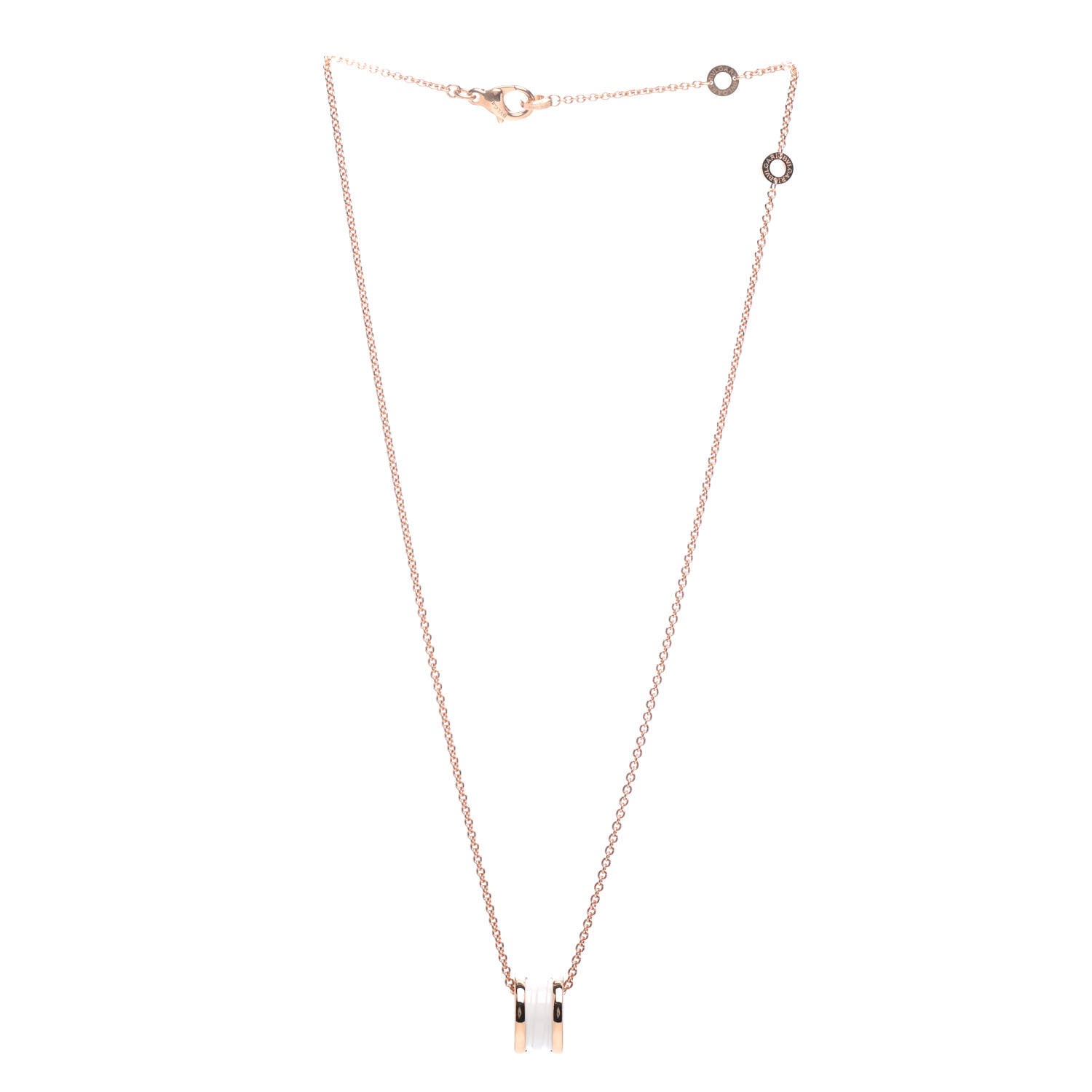 Bulgari 18K Rose Gold White Ceramic B.Zero1 Pendant Necklace 3 of 5