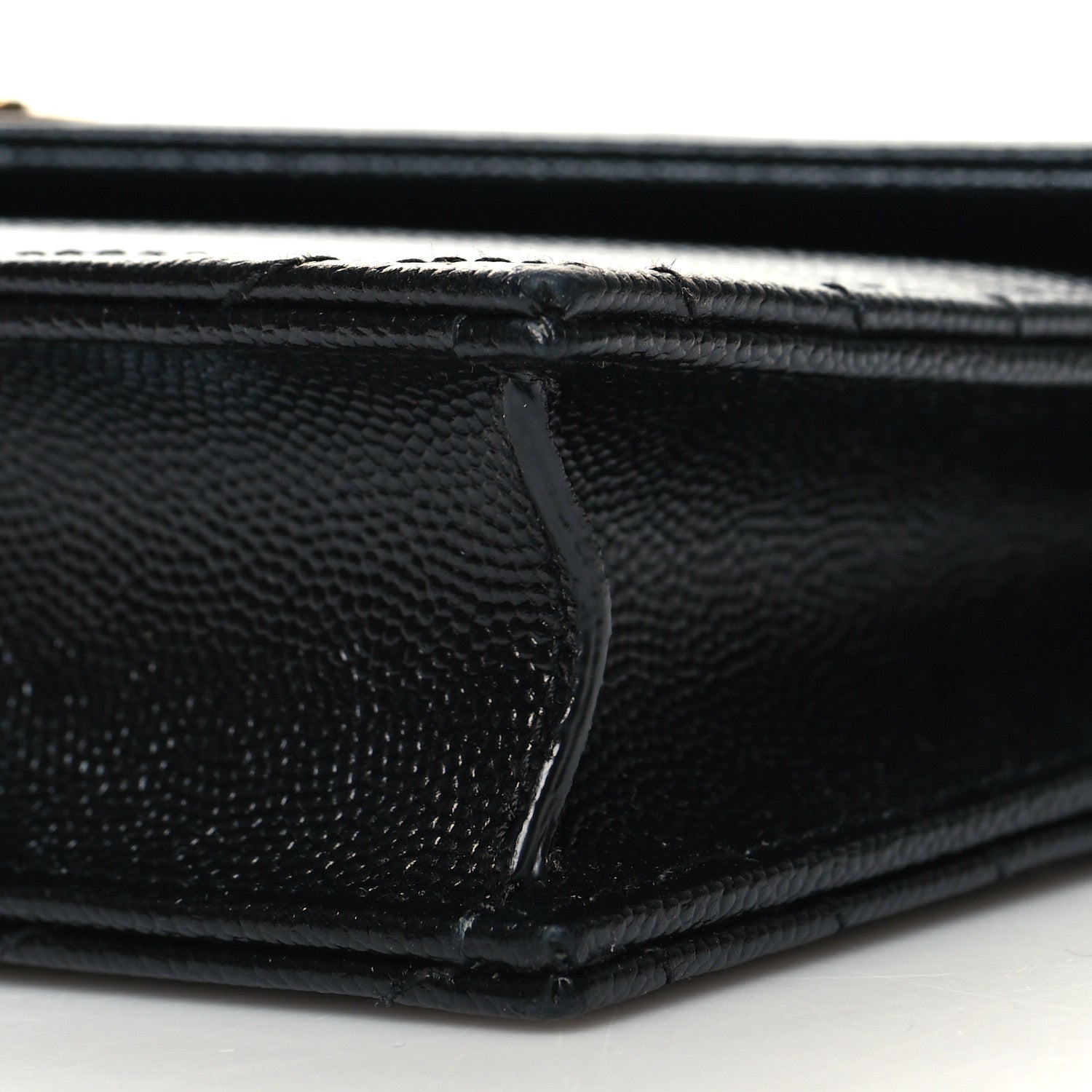 Saint Laurent Grain De Poudre Matelasse Chevron Monogram Envelope Chain Wallet Black 9 of 9