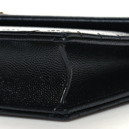 Saint Laurent Grain De Poudre Matelasse Chevron Monogram Envelope Chain Wallet Black 9 of 9