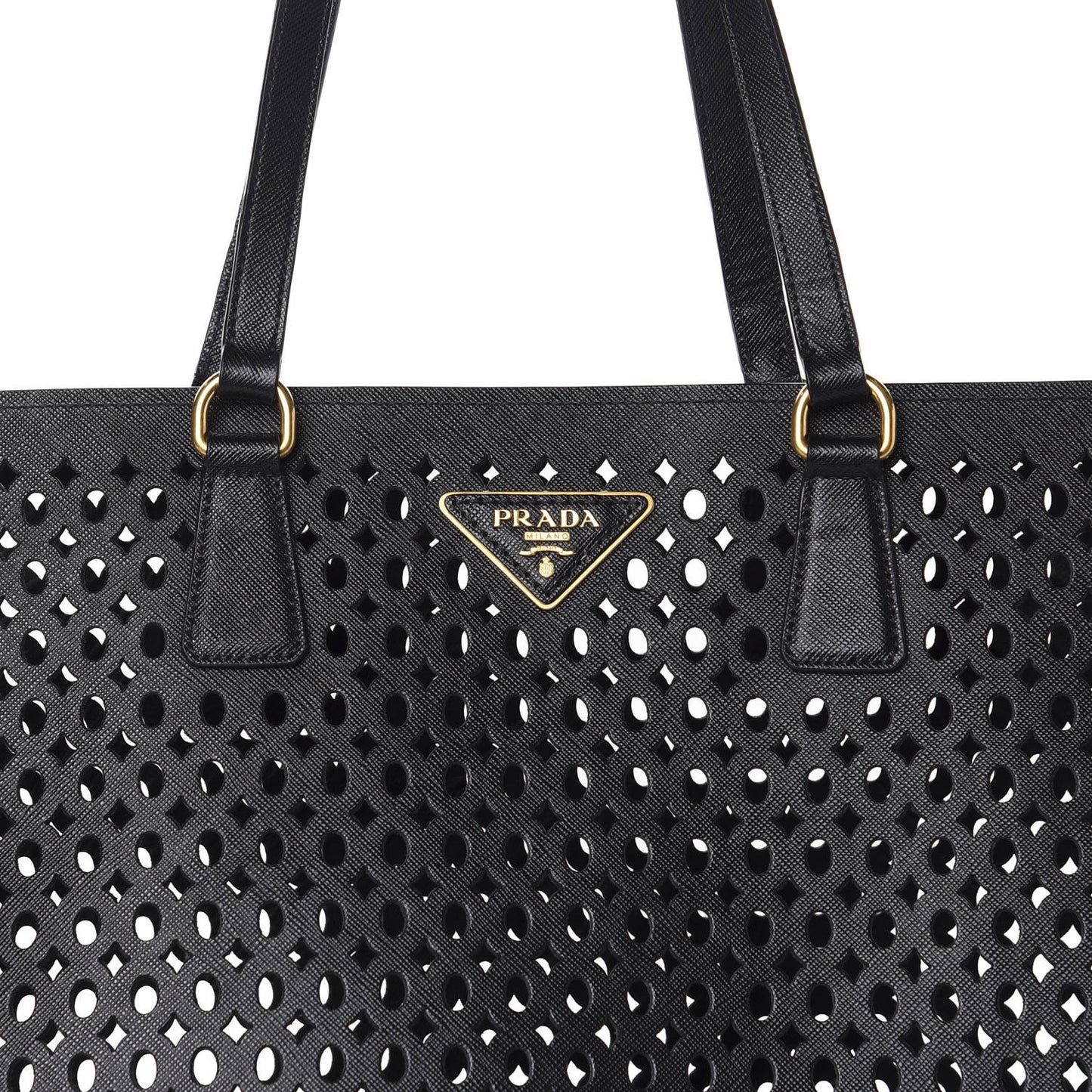 Saffiano Perforated Tote Black