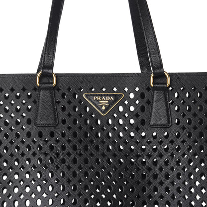 Prada Saffiano Perforated Tote Black 11 of 11