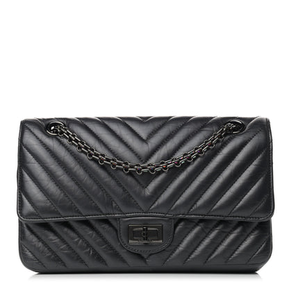 Chanel Aged Calfskin Chevron Quilted 2.55 Reissue 225 So Black 1 of 8