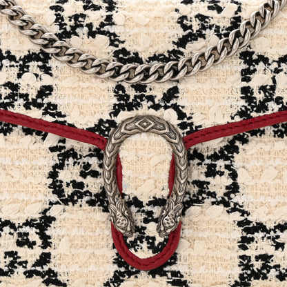 Gucci Tweed GG Monogram Mini Dionysus Chain Wallet White Black Romantic Cherry 8 of 10