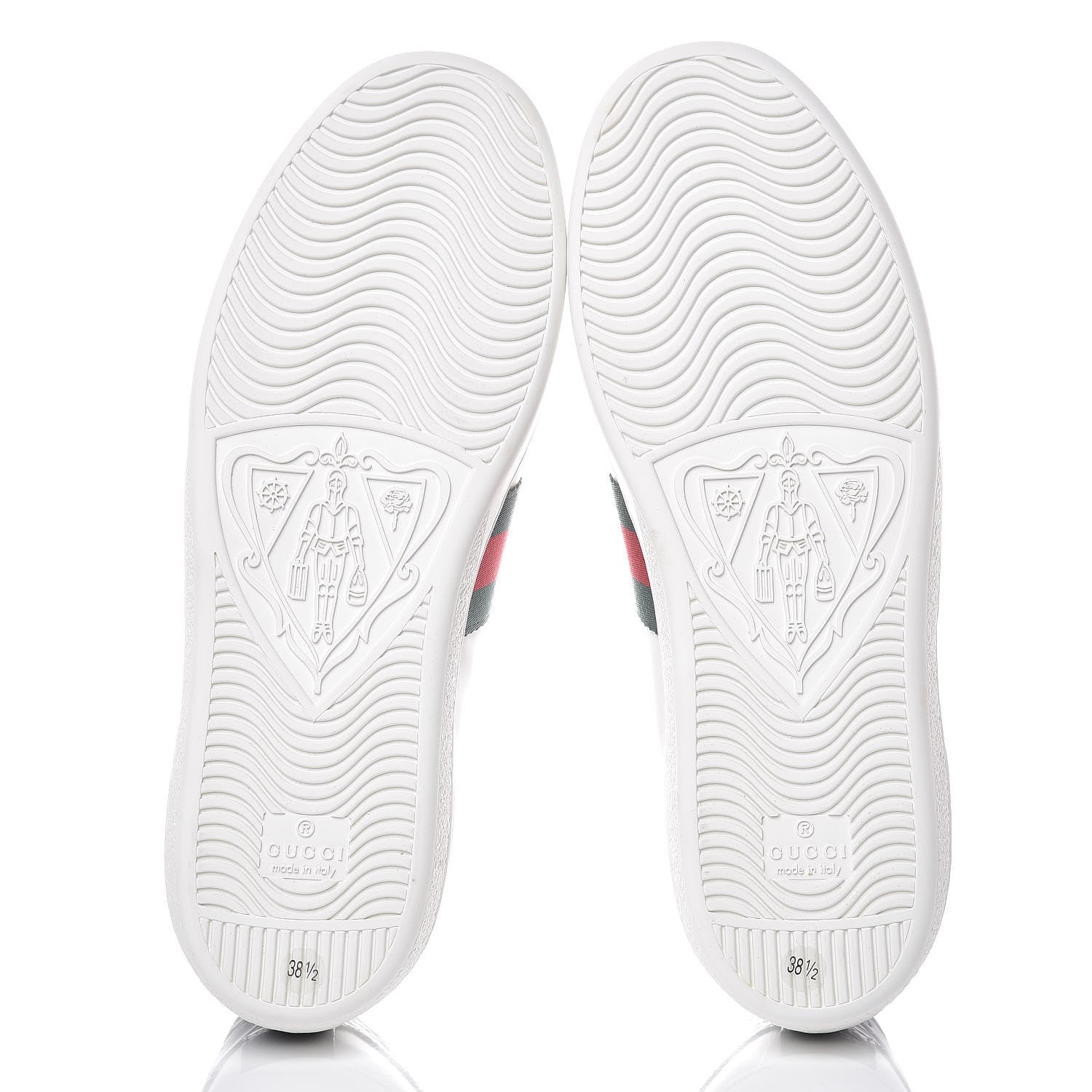 Gucci Calfskin Crocodile Web Ace Sneakers 35.8 White Blue 5 of 10
