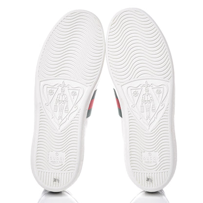 Gucci Calfskin Crocodile Web Ace Sneakers 35.8 White Blue 5 of 10