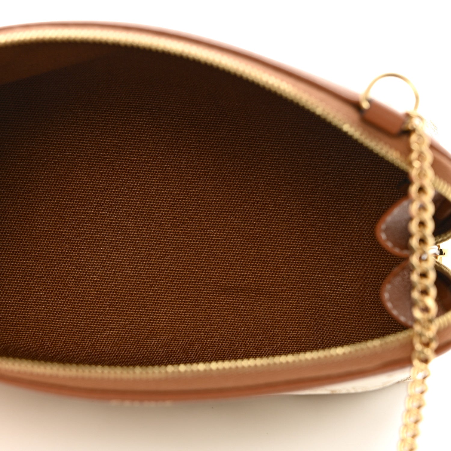 Celine Lambskin Triomphe Canvas Clutch With Chain White Tan 4 of 11