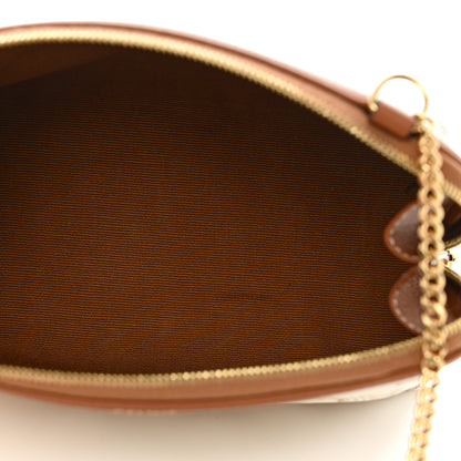 Celine Lambskin Triomphe Canvas Clutch With Chain White Tan 4 of 11