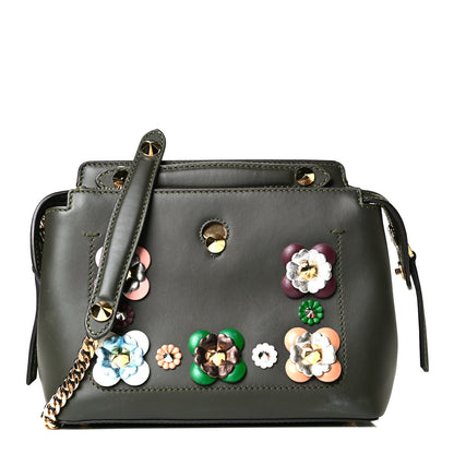 Fendi Vitello Baltico Nappa Flowerland Studded Small Dotcom Click Chain Satchel Verde Prato Multicolor 1 of 7