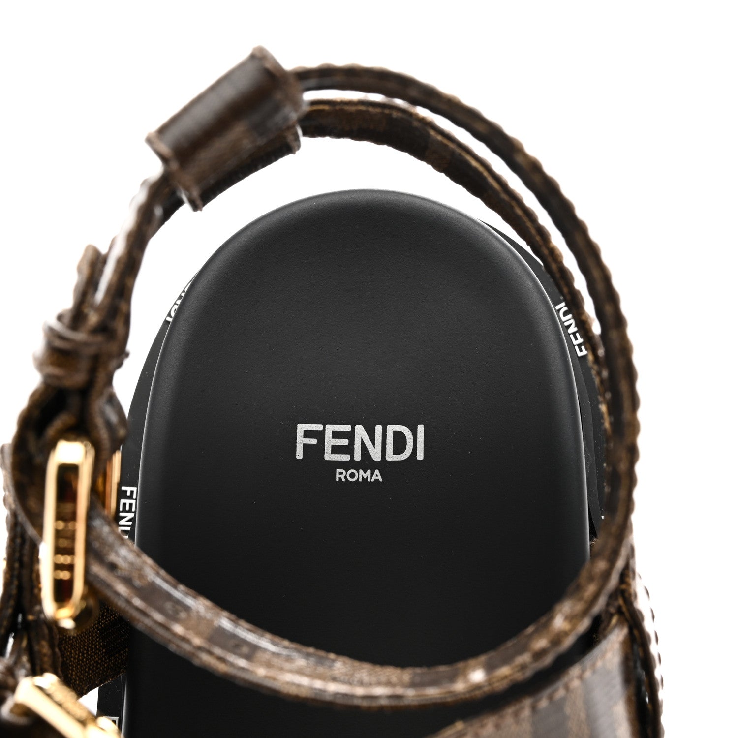 Fendi Vernice High-Tech Glazed Fabric FF Lug Sole Platform Sandals 39.5 Black Tobacco Moro 7 of 9