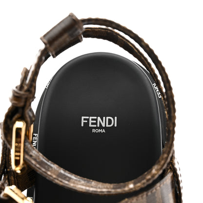 Fendi Vernice High-Tech Glazed Fabric FF Lug Sole Platform Sandals 39.5 Black Tobacco Moro 7 of 9