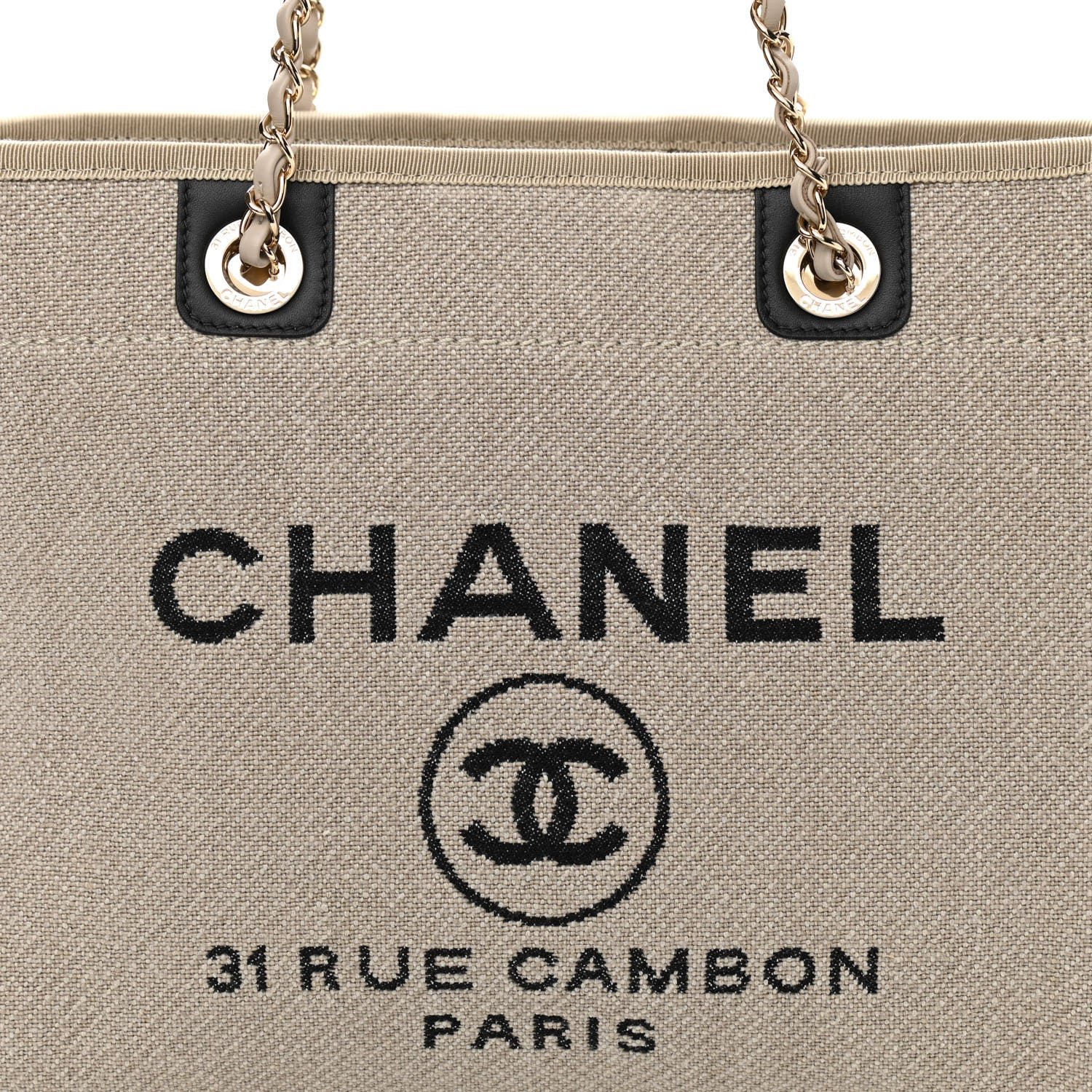 Chanel Mixed Fibers Deauville Tote Beige Black 9 of 12
