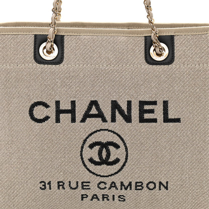Chanel Mixed Fibers Deauville Tote Beige Black 9 of 12