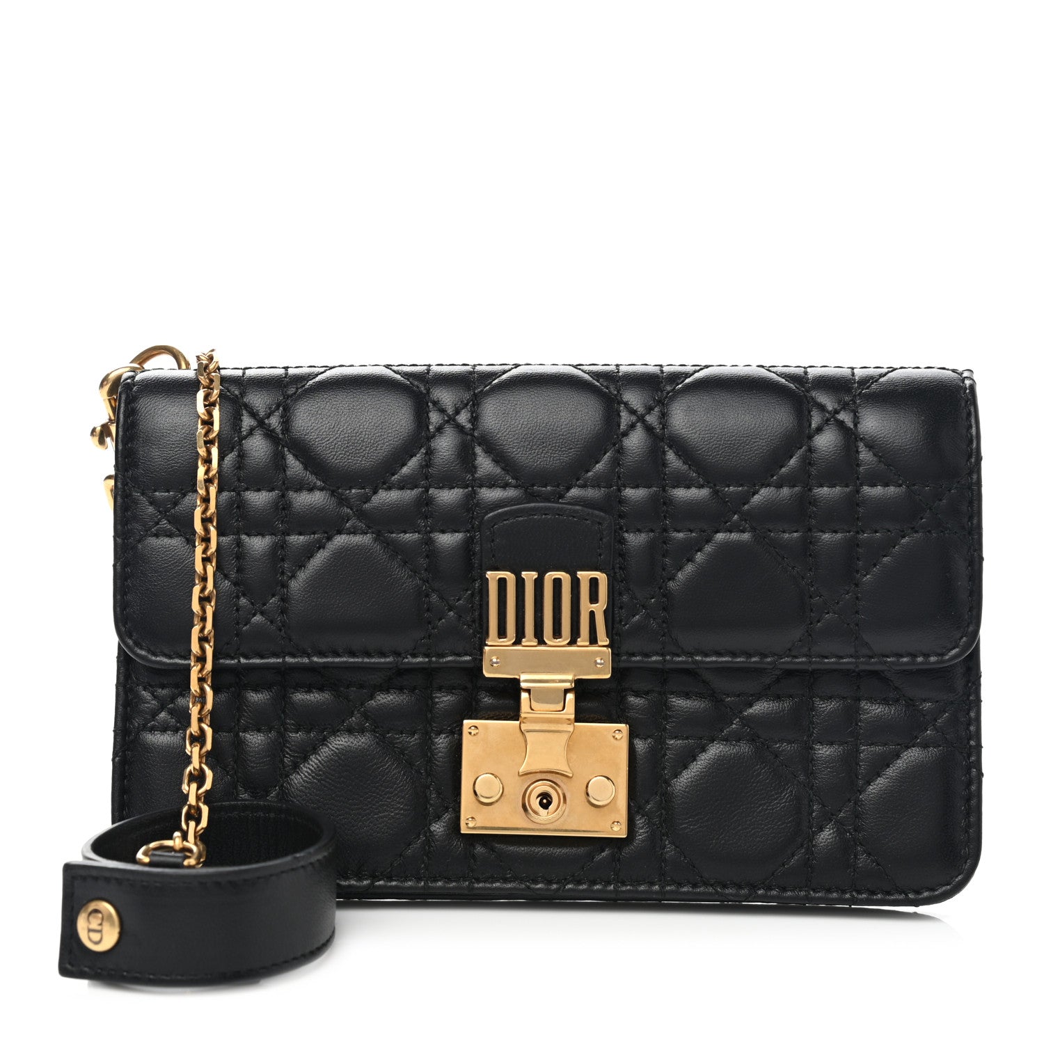 Christian Dior Lambskin Cannage Dioraddict Wristlet Clutch Black 1 of 10