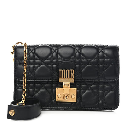 Christian Dior Lambskin Cannage Dioraddict Wristlet Clutch Black 1 of 10