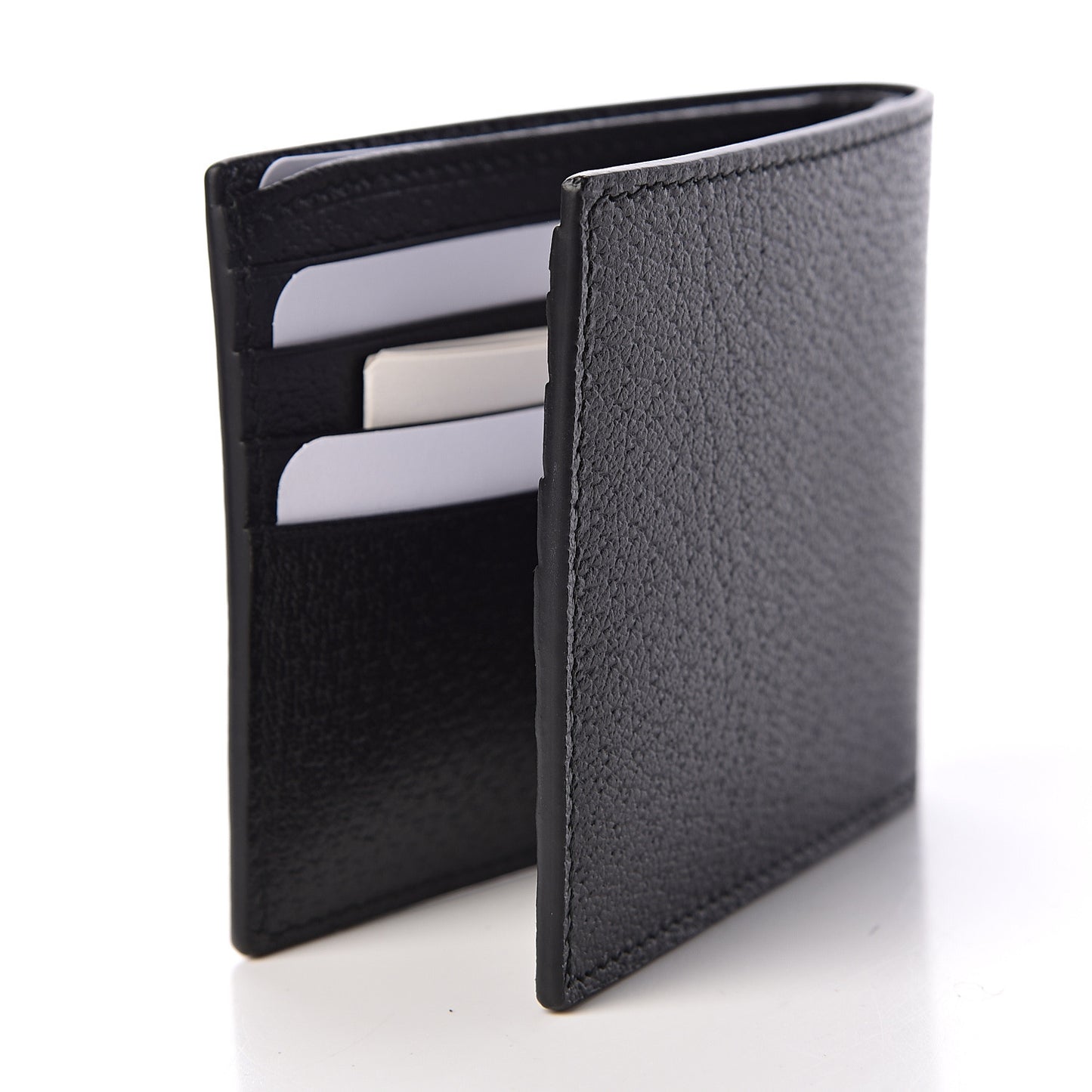 Calfskin Boar Effect GG Marmont Bi-Fold Wallet Black