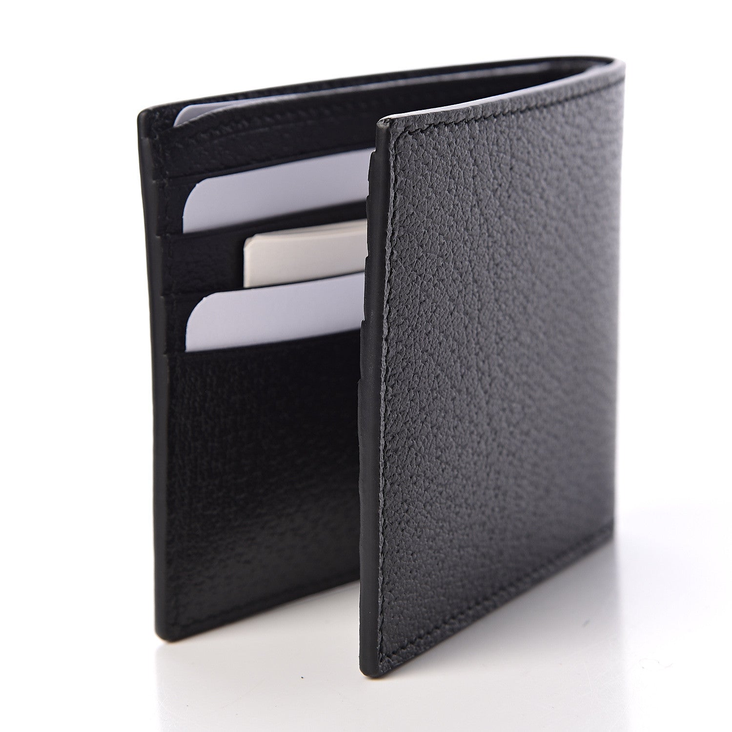 Gucci Calfskin Boar Effect GG Marmont Bi-Fold Wallet Black 3 of 8