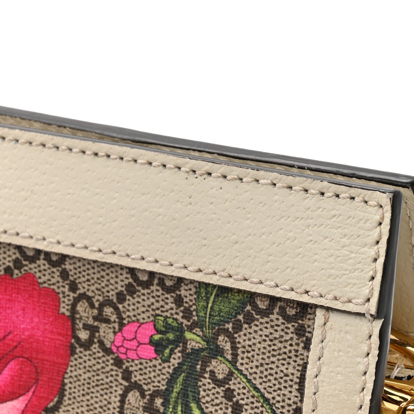 GG Supreme Monogram Flora Web Small Ophidia Chain Shoulder Bag White