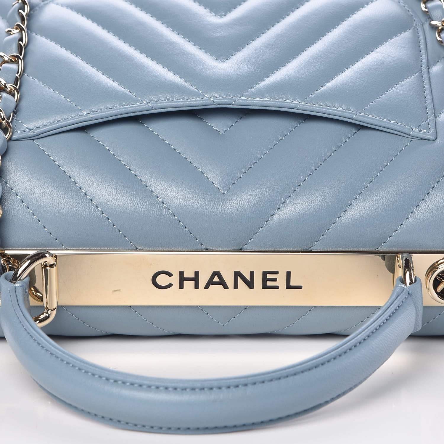 Chanel Lambskin Chevron Quilted Small Trendy CC Flap Dual Handle Bag Blue 9 of 9