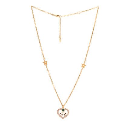 Christian Dior Crystal Heart Necklace Gold 3 of 6