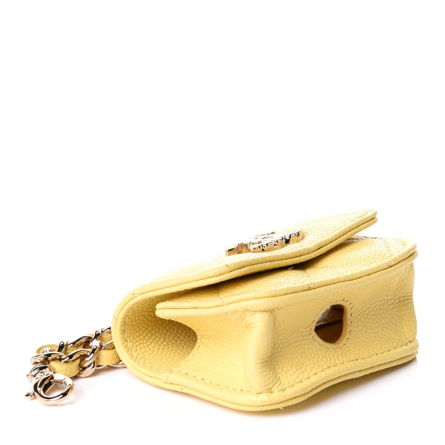 Caviar Quilted Crystal CC Airpods Pro Case Yellow