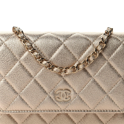 Chanel Metallic Lambskin Quilted Mini Wallet On Chain WOC Gold 10 of 11