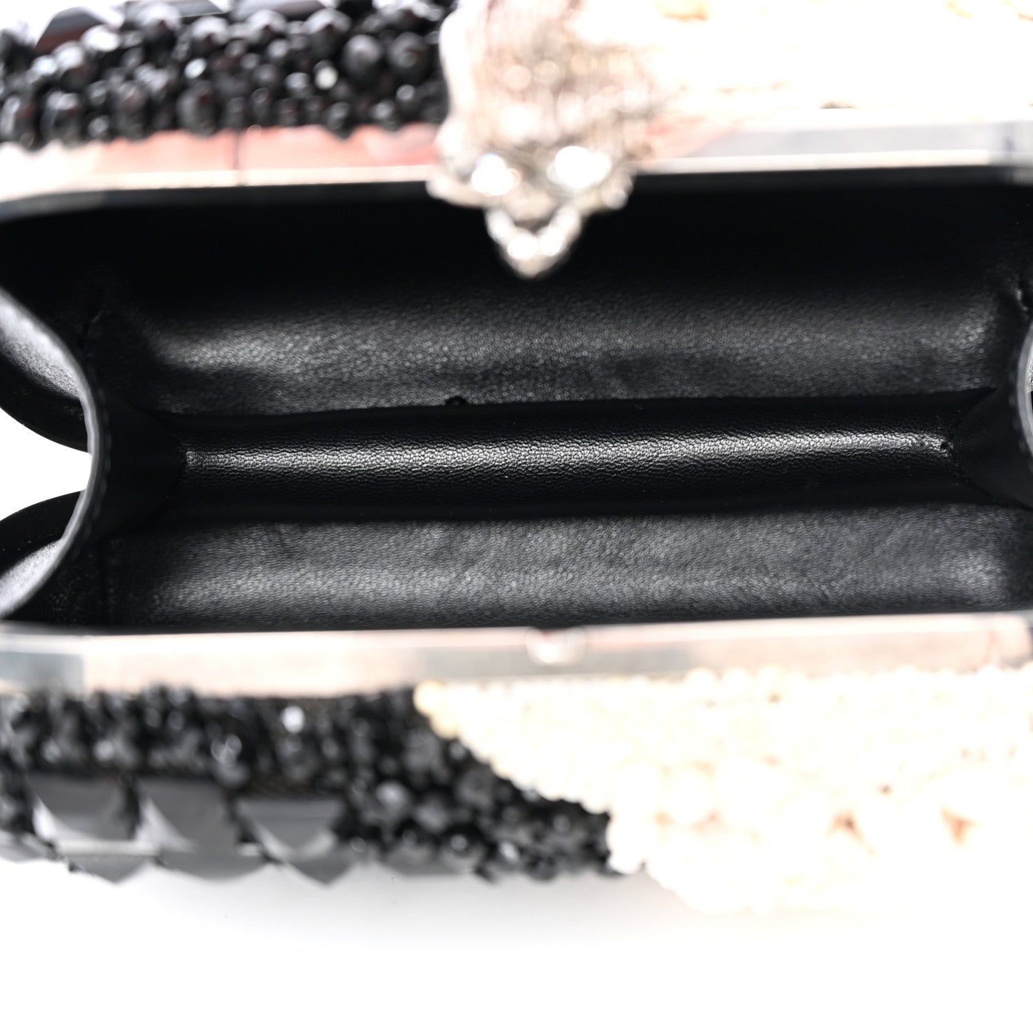 Alexander McQueen Silk Shell Embroidered Skull Box Clutch Black 5 of 9