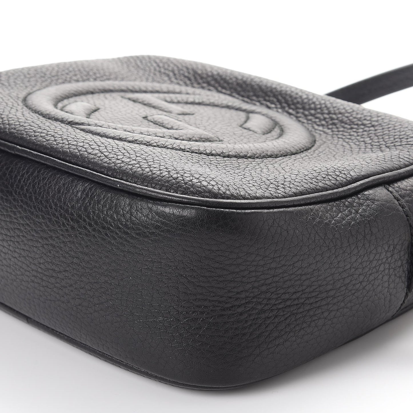 Pebbled Calfskin Small Soho Disco Bag Black