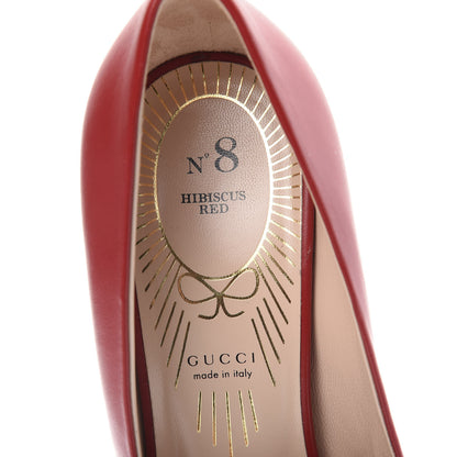 Gucci Nappa Bow High Heel Pumps 38.5 Hibiscus Red 6 of 9