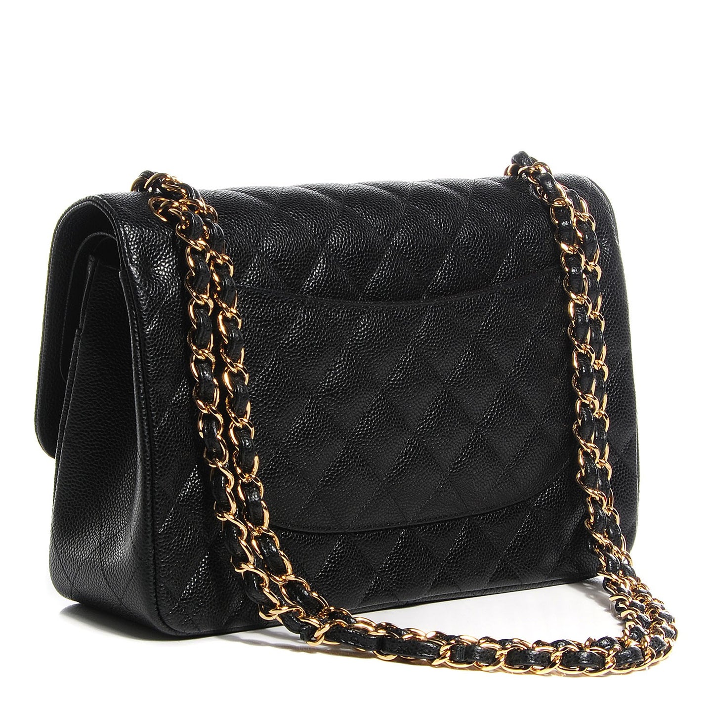 Caviar Quilted Jumbo Double Flap Black