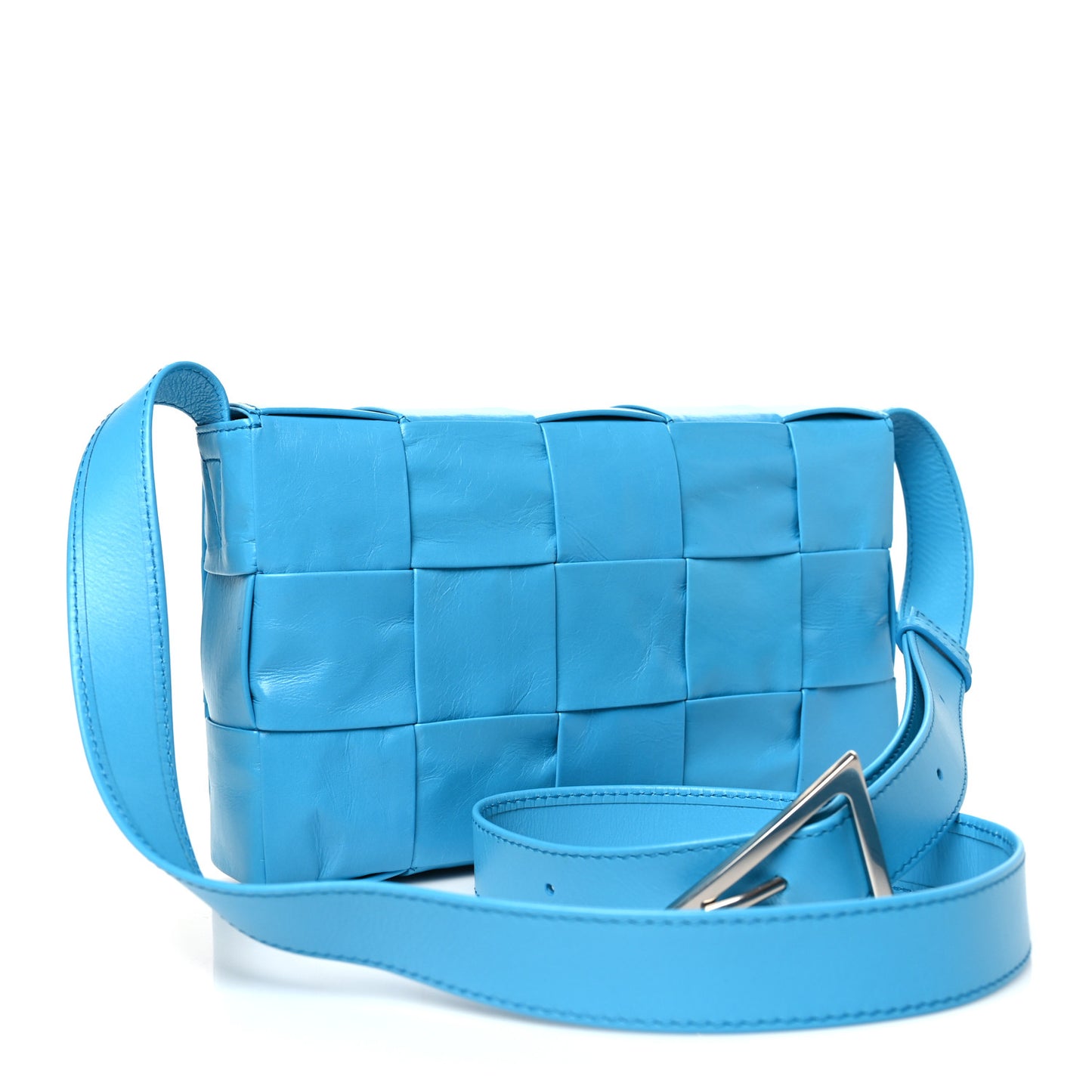 Paper Calfskin Maxi Intreccio Cassette Crossbody Bag Pool