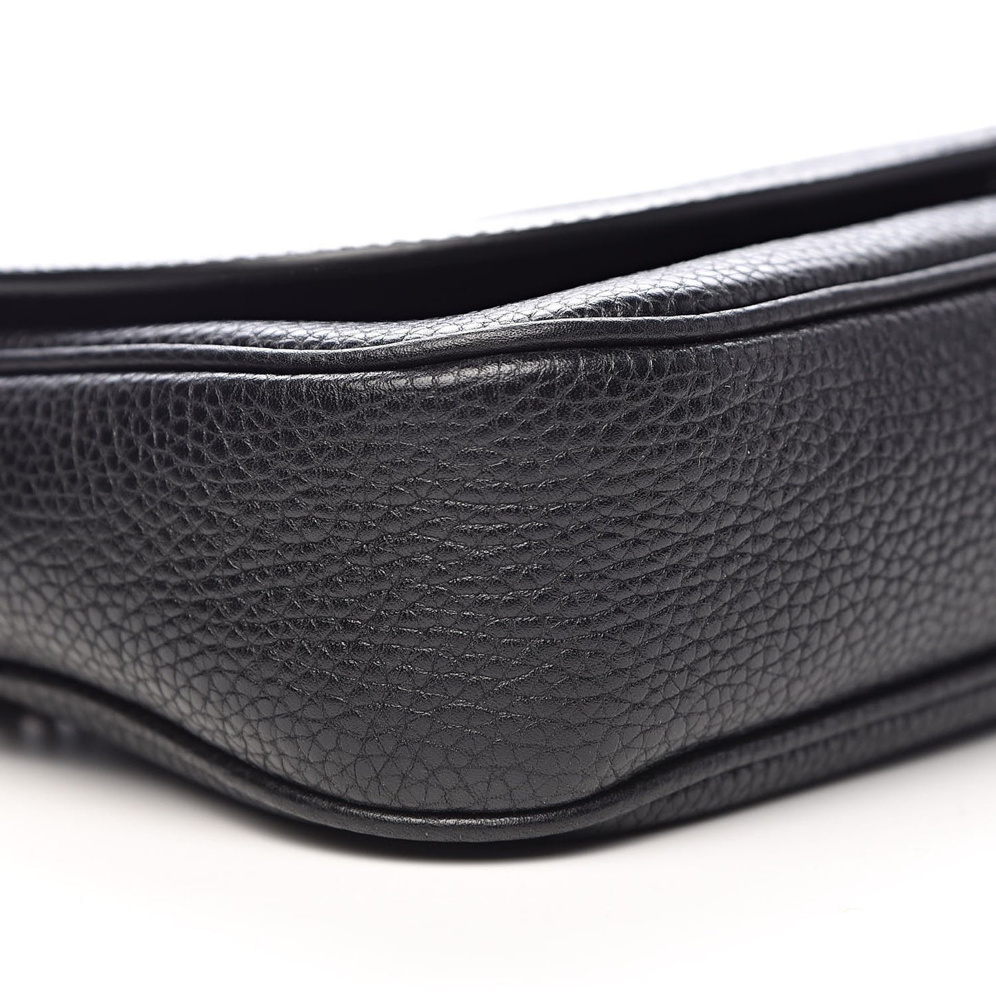 Pebbled Calfskin Medium Soho Flap Crossbody Black