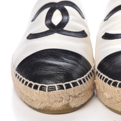 Chanel Iridescent Goatskin CC Espadrille Mules 36 Ivory Black 11 of 13