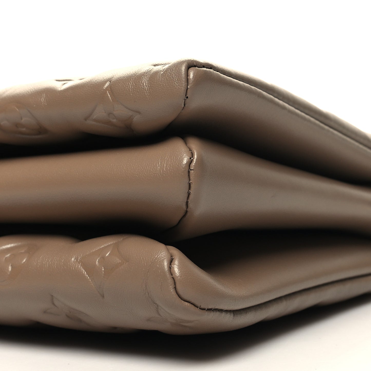 Lambskin Embossed Monogram Coussin MM Taupe