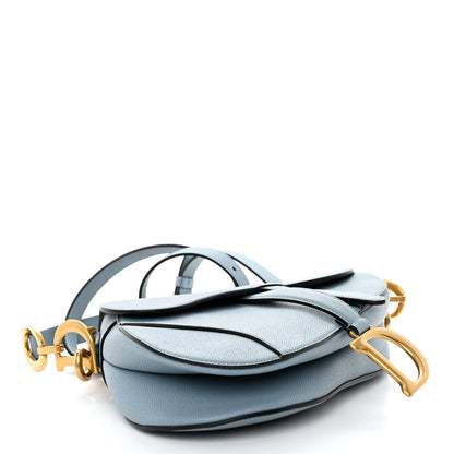 Christian Dior Grained Calfskin Saddle Bag With Strap Horizon Blue 4 of 9