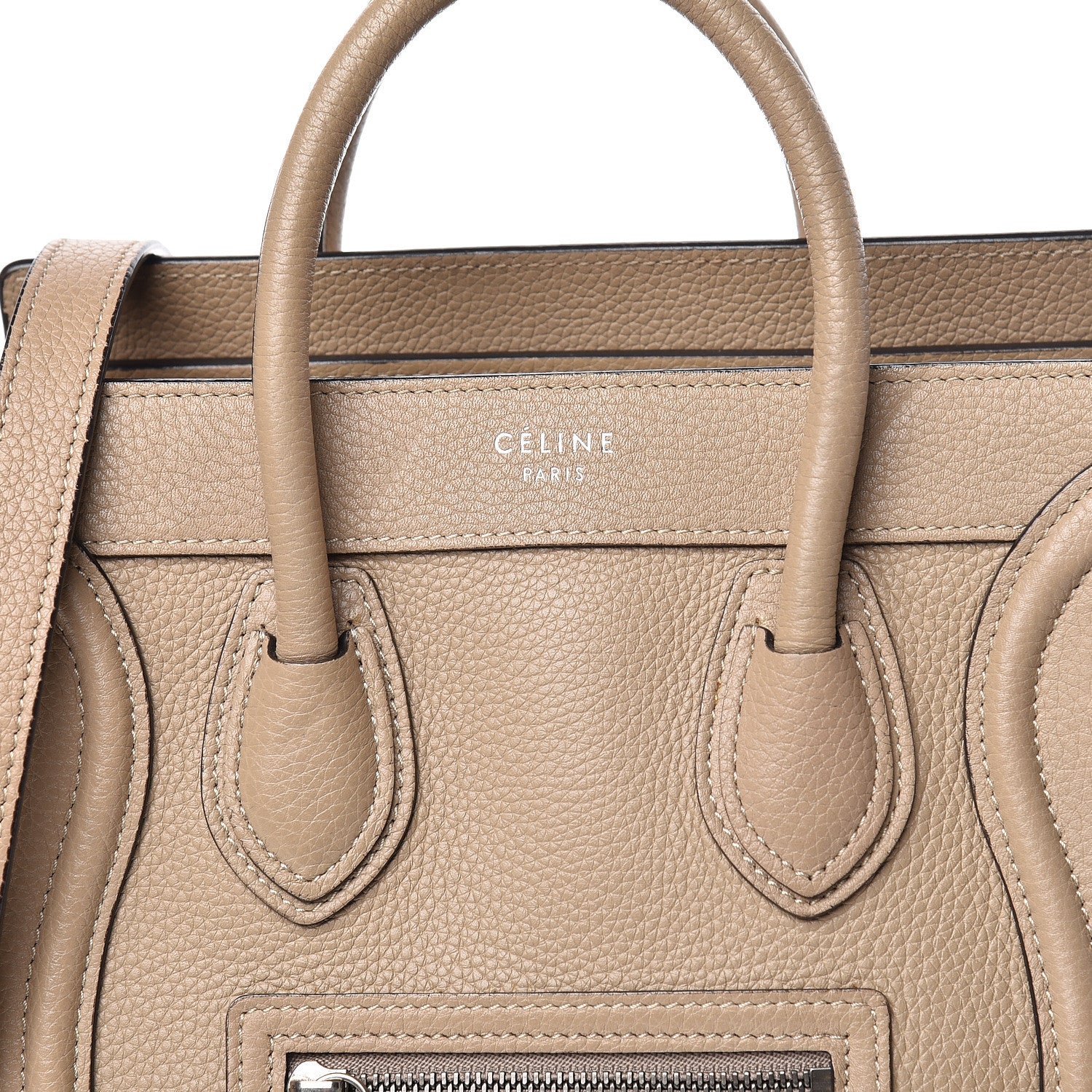 Celine Drummed Calfskin Nano Luggage Dune 8 of 15