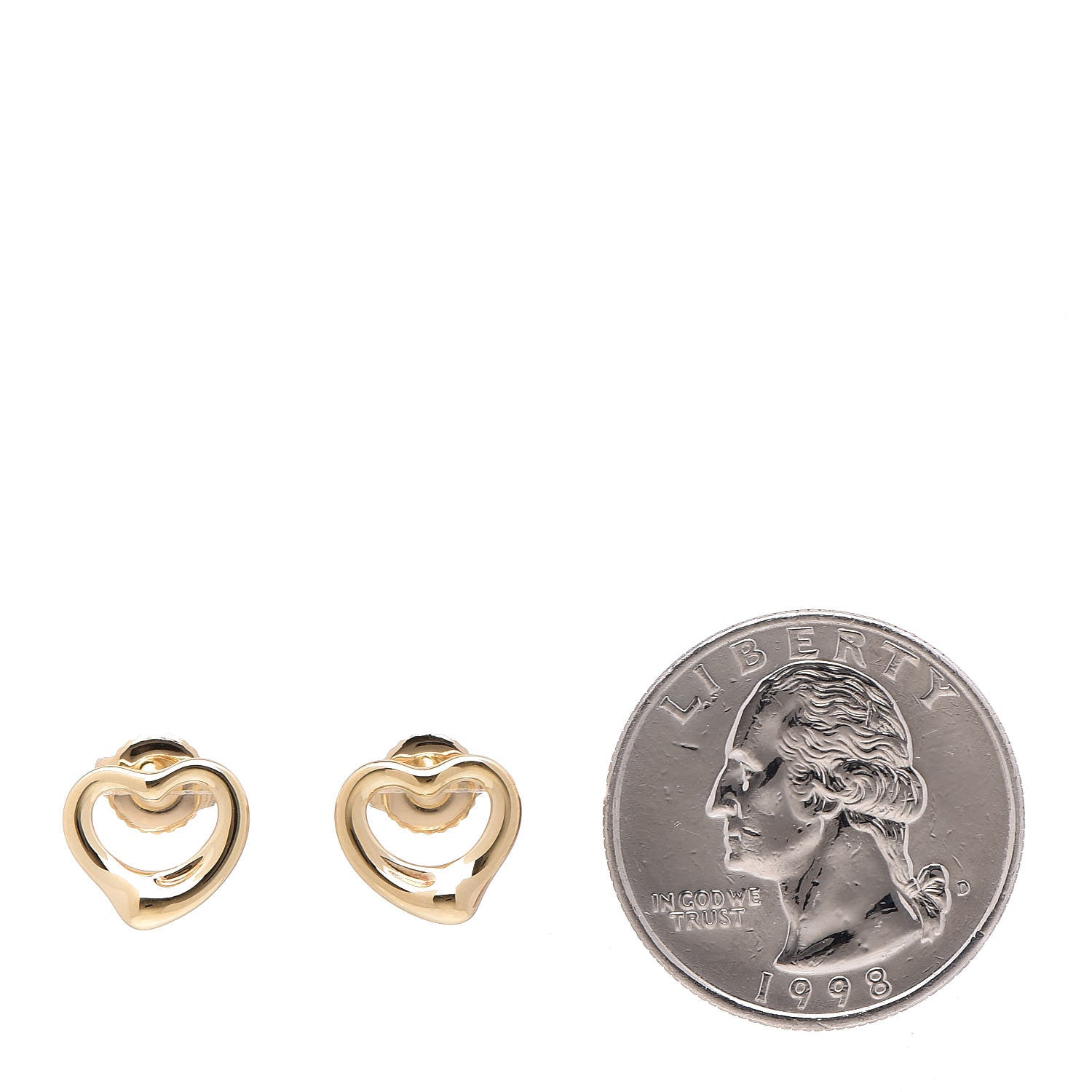 Tiffany 18K Yellow Gold 11mm Elsa Peretti Open Heart Earrings 2 of 5