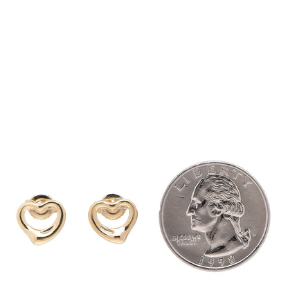 Tiffany 18K Yellow Gold 11mm Elsa Peretti Open Heart Earrings 2 of 5