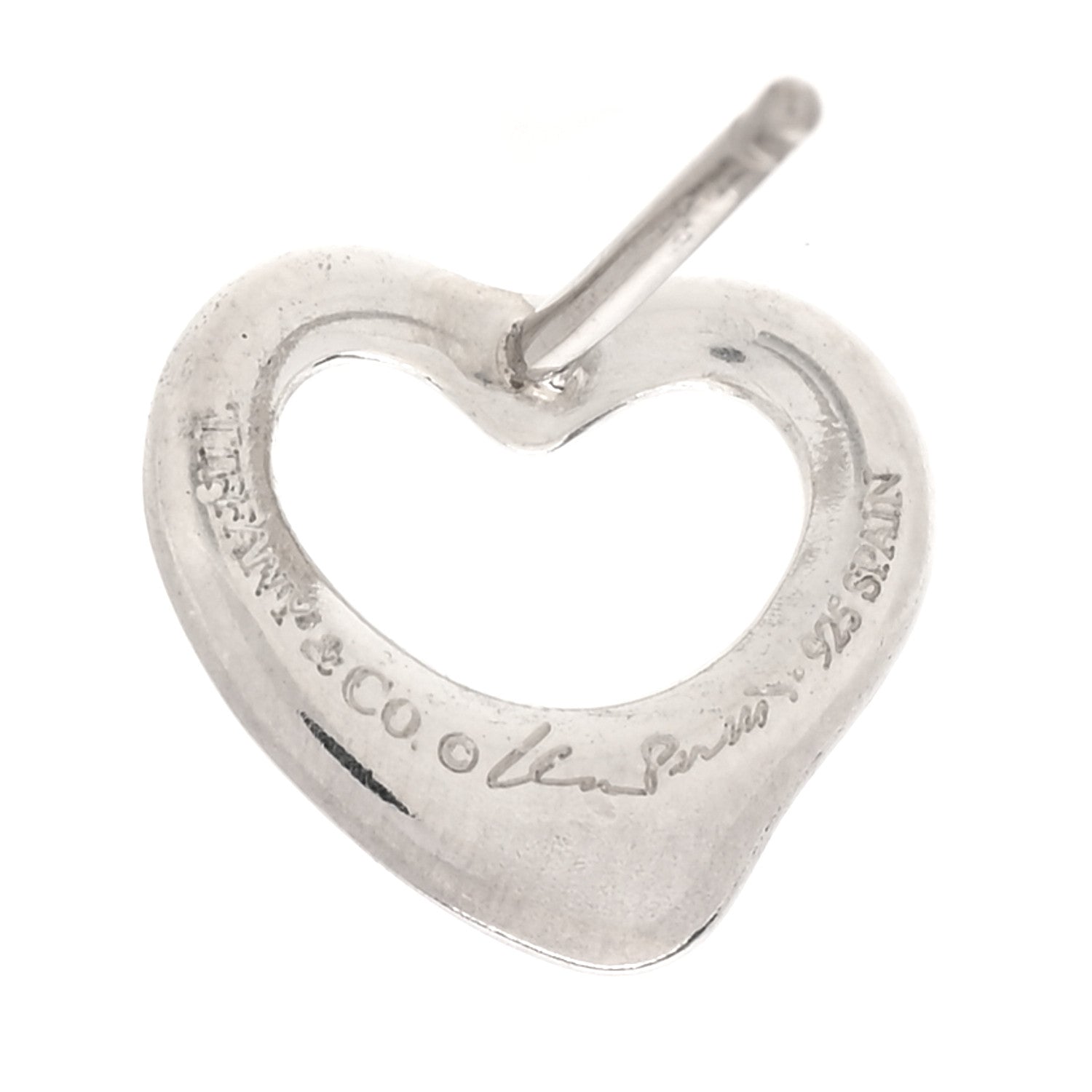 Tiffany Sterling Silver Elsa Peretti 11mm Open Heart Earrings 4 of 4