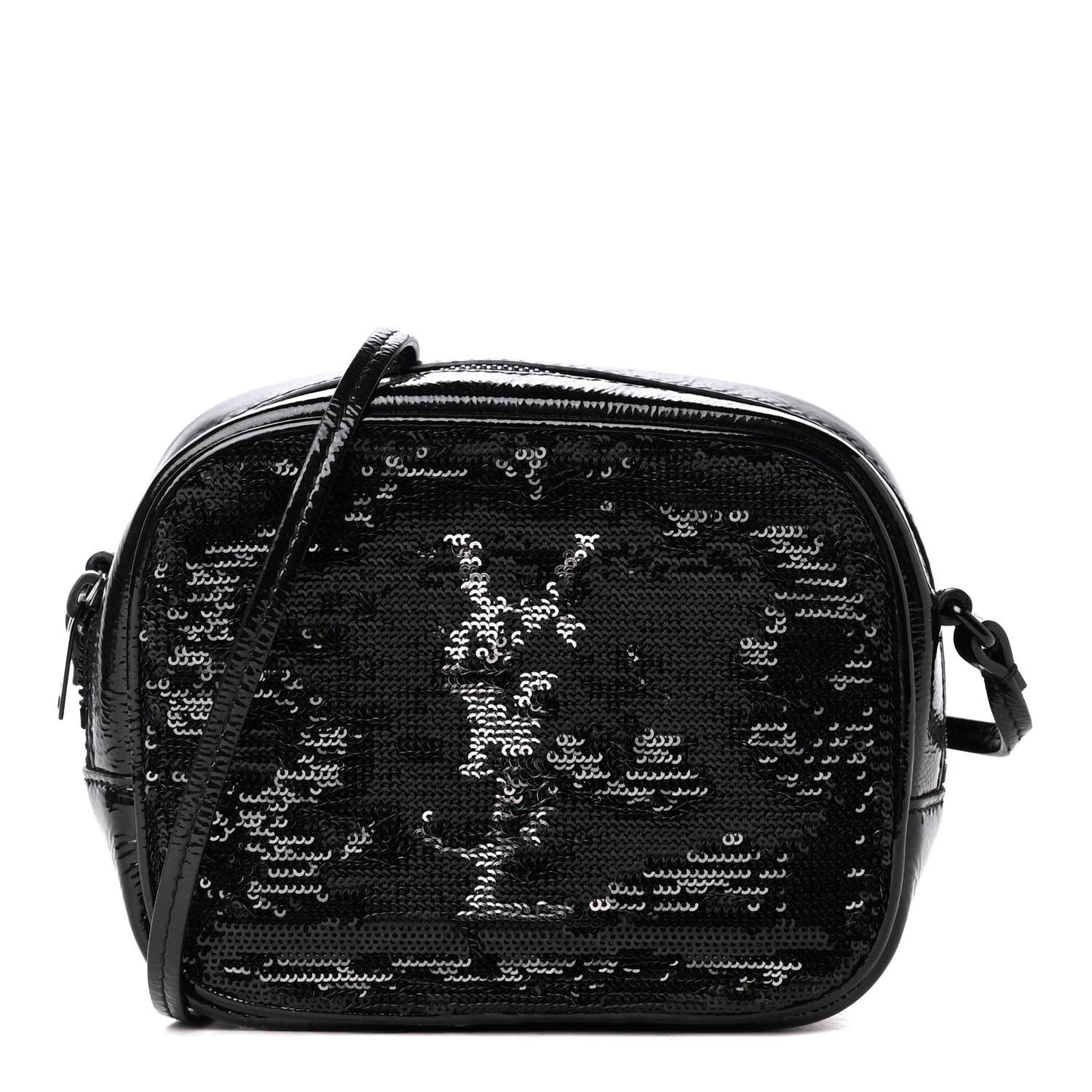 Sequin Patent Monogram Blogger Bag Black