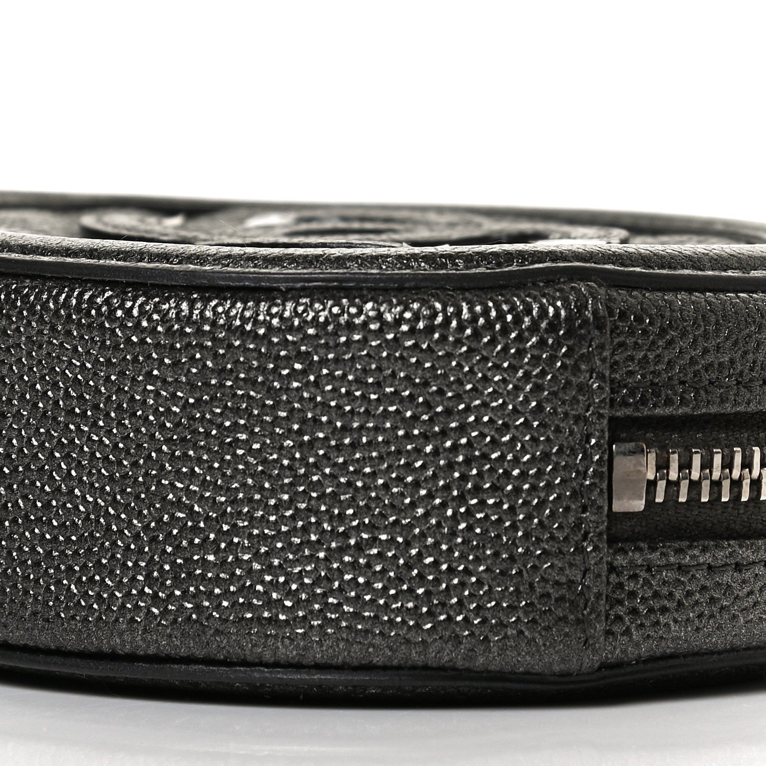 Chanel Metallic Caviar Quilted Filigree Zip Around Classic Coin Purse Dark Silver 9 of 10