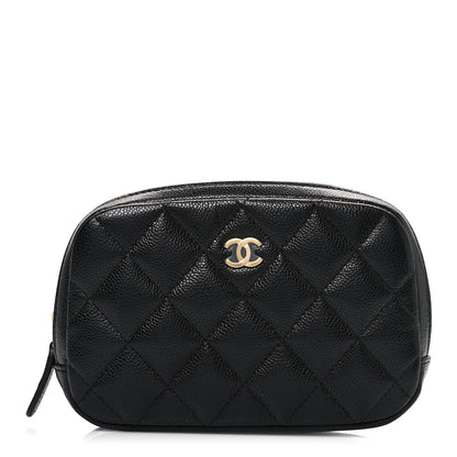 Chanel Caviar Quilted Small Curvy Pouch Cosmetic Case Black 1 of 8