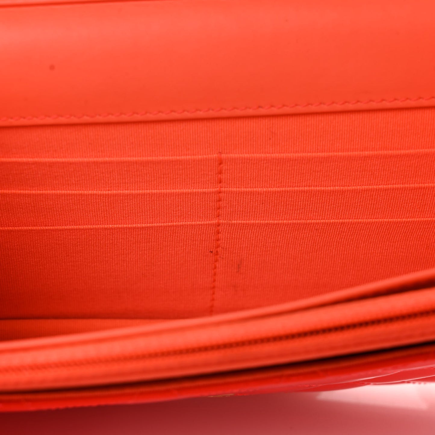 Patent Calfskin Quilted Boy Wallet On Chain WOC Orange