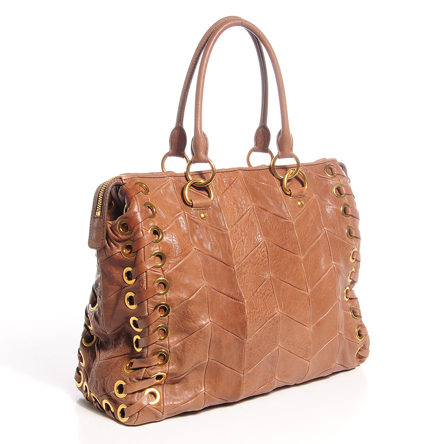 Miu Miu Nappa Chevron Grommet Tote 3 of 10