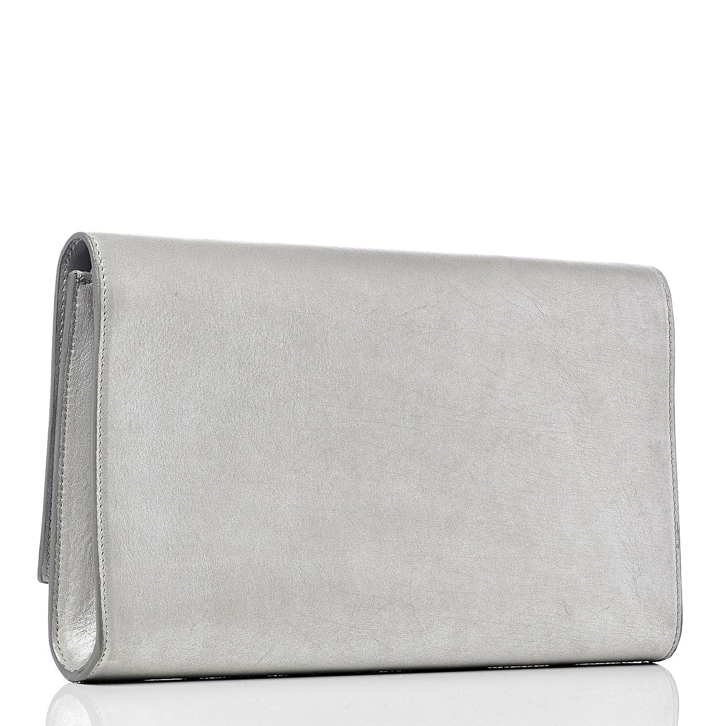 Metallic Calfskin Monogram Large Belle De Jour Clutch Silver